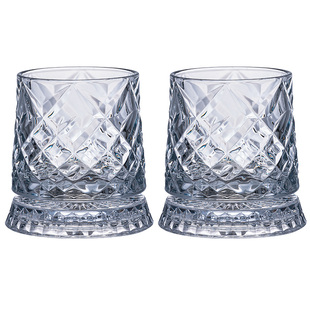 高级感水晶玻璃威士忌酒杯套装家用旋转不倒翁白兰地洋酒啤酒杯子