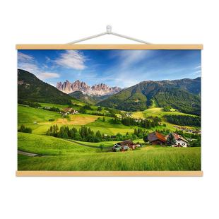 大自然风景卷轴挂画森林草原大海沙滩壁画卧室客厅沙发背景墙布画