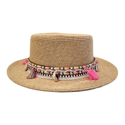 波西米亚风平顶草帽夏季出游平檐