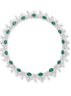 高级感轻奢法式祖母绿宝石项链