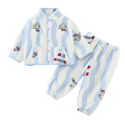 男童珊瑚绒睡衣立领套装冬款