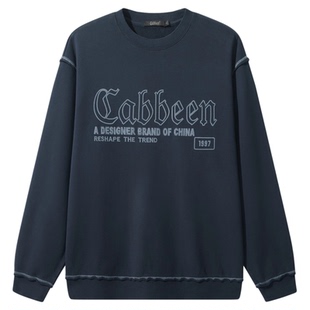 【仿绣印花】卡宾落肩袖宽松卫衣男装春季新款印花圆领套头衫