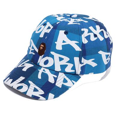 配饰BAPE鸭舌帽满印涂鸦格纹