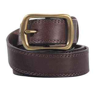 铜扣皮带女真皮 头层纯牛皮手工复古ins风潮棕色百搭牛仔裤腰带软