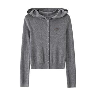 【徐若晗同款】BANANA CICI2025年秋冬新款纯色长袖针织连帽开衫