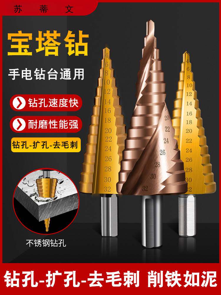 瑞斯丽亚口克力板打洞板扩钻铁头钻孔打孔机扩孔机孔铁板开冲孔钻