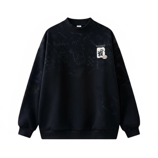 加绒卫衣男生秋冬季新款青少年加厚初中学生大童长袖t恤男装上衣