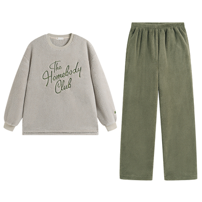 冬季厚绒情侣时尚保暖家居服套装