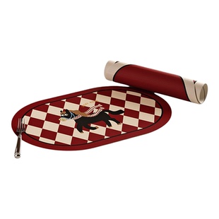 小马福吉红色喜庆新款桌上皮革防水防油锅碗碟垫子pvc保护垫定制