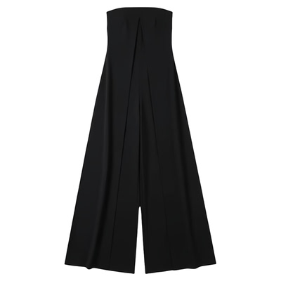 Solid color strapless loose jumpsuit纯色抹胸收腰宽松连体长裤