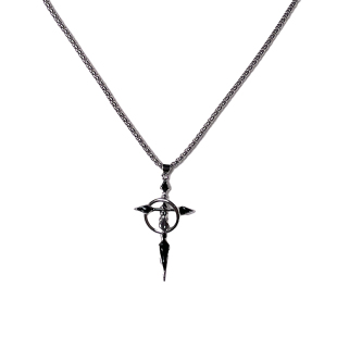 小众复古黑色十字架项链嘻哈潮流男生网红款吊坠简约百搭卫衣链子