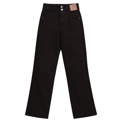 百家好黑色加绒加厚九分牛仔裤女