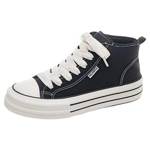 人本高帮加绒帆布鞋男厚底保暖休闲男鞋2025秋冬新款男士黑色板鞋