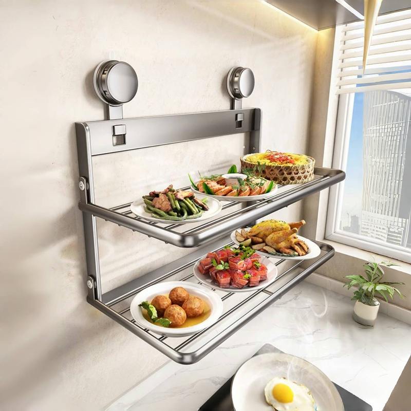 吸盘备菜置物架厨房壁挂菜盘挂架多层放可折叠备果蔬菜多功能配菜