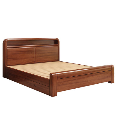 实木床中式简约风1.8米卧室家用大床1.5双人床1.2单人床出租房用