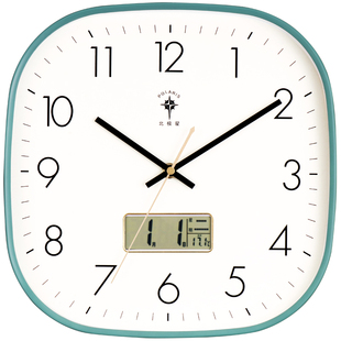 北极星挂钟2022新款简约时尚客厅家用方形时钟挂墙静音卧室钟表