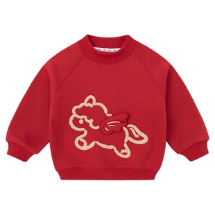 嘟嘟家女童卫衣女孩冬季上衣女宝新年拜年服宝宝红色过年童装衣服