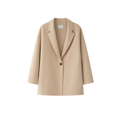 14.5微米一粒扣直身纯羊绒大衣