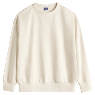 马登工装美式新疆棉卫衣紫色圆领套头无帽外穿宽松长袖外套男款春