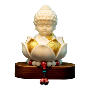 颜韵朱砂佛祖车载摆件高档胡桃木底座创意车内装饰品摆件2026新款