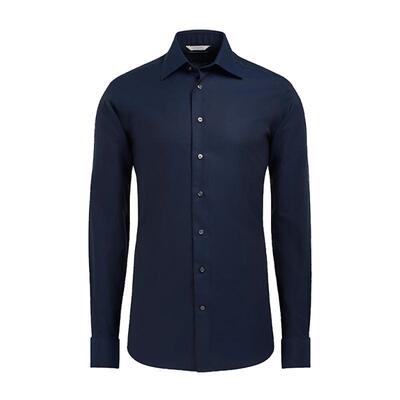 Suitsupply藏青色棉经典领衬衫