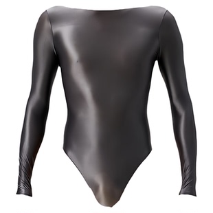 男士易穿脱内裤暗扣开档正反可穿油亮光泽丝滑性感紧身超薄连体衣