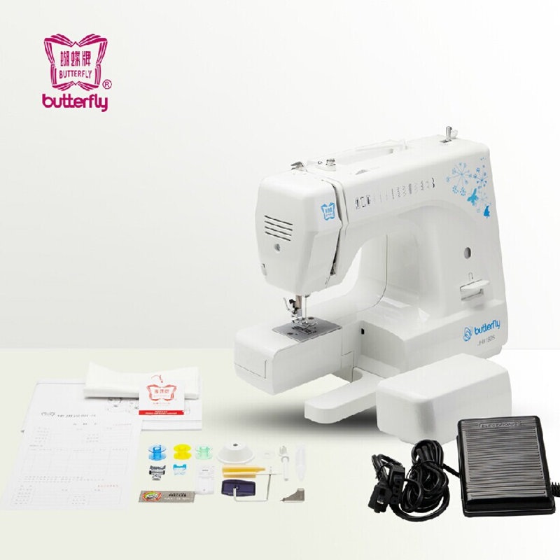 蝴蝶牌缝纫机JH8190S家用电动多功能吃厚带锁边绣花缝纫机 缝纫机