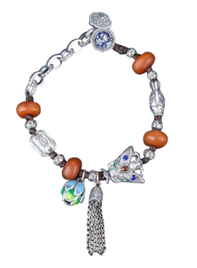 31.7克琥珀老蜜蜡景泰蓝重工泰银925纯银做旧复古手串女友礼物