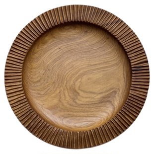 柚木高级手工木盘圆形托盘实木果盘木质点心盘子原木茶盘餐盘餐具