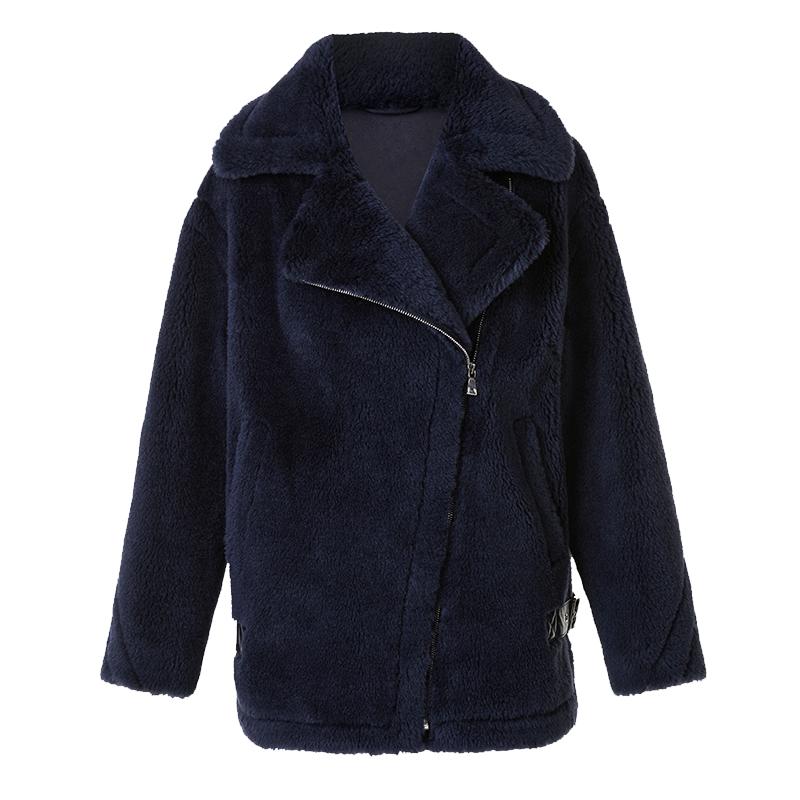 朗姿纯羊毛高端夹克外套上衣冬季新款洋气高级感毛茸茸翻领仿皮草