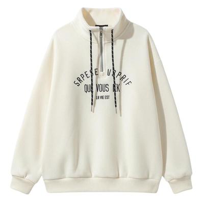 女大童立领卫衣2025款秋冬季新款初中生加绒加厚宽松休闲保暖打底