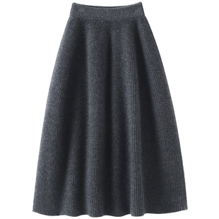 太迷人了 软糯又有型~ 100%纯羊绒裙中长裙 A字半身裙女花苞裙子