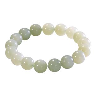 和合玉器和田玉青玉晴水1.2圆珠手链山料手串珠串子手饰品礼物女