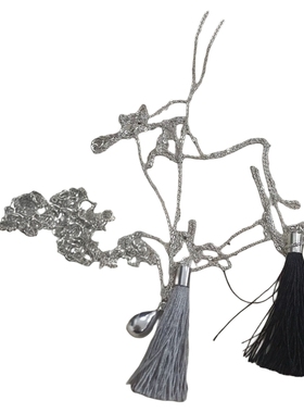 韩国mohhe同款秀气流苏水滴项链小众复古高级感轻奢时髦细链长链