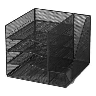 A4文件收纳架办公桌置物架书本文件架金属书立多功能一体收纳架办公用品文件放置架文件夹档案资料桌面置物架