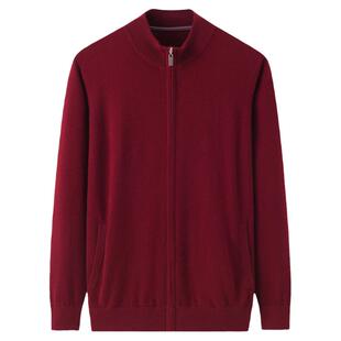阿绒源100山羊绒拉链男开衫内蒙古发货产红色带兜青少年休闲毛衣