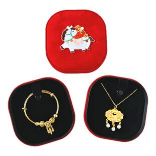 小马宝宝手镯盒周岁百天满月黄金银手镯长命锁本命年红绳手链礼盒