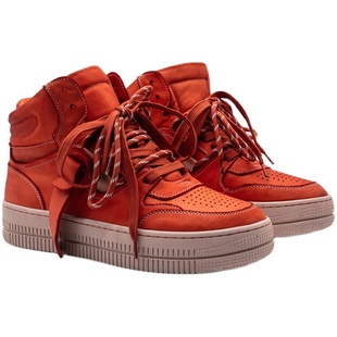 【帽子先森】橘红色大空军高帮板鞋男国潮街头滑板鞋欧洲站高帮鞋
