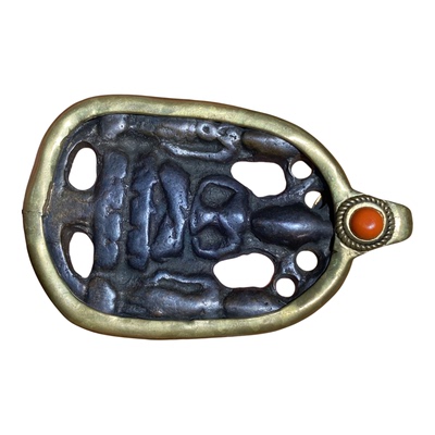 藏传老天铁西方三圣护身牌吊坠