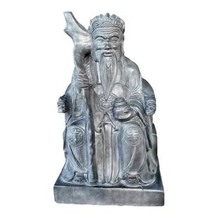 石雕青石土地公土地婆神像供奉摆件福德正神保平安石头寺庙人物像