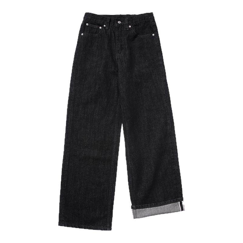 CountryMoment 原色直筒工装牛仔裤女黑色新款休闲宽松显瘦阔腿裤