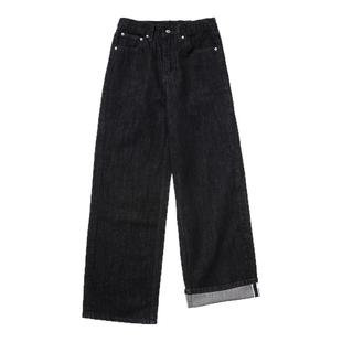 CountryMoment 原色直筒工装牛仔裤女黑色新款休闲宽松显瘦阔腿裤