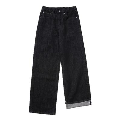 原色直筒工装牛仔裤女宽松阔腿裤