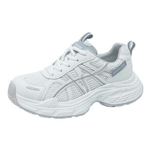 厚底大码女鞋41到43老爹鞋2026春夏季增高透气网面运动休闲鞋薄款