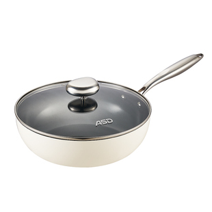 爱仕达无氟不粘锅炒锅家用陶瓷炒菜锅无涂层钛锅电磁炉燃气灶锅具