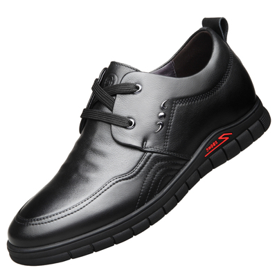 老人头隐形内增高真皮男鞋软底