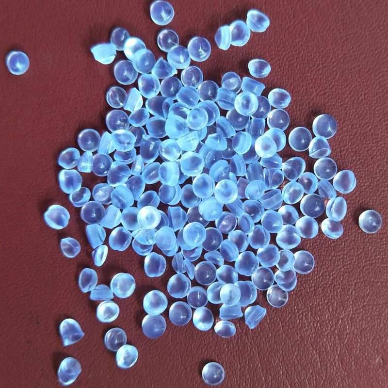 透明蓝底PVC40度软质颗粒 高弹性 无异味 挤出级PVC管材专用原料