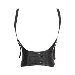 百搭款装饰马甲背带式松紧宽腰带女士皮质背心吊带束腰腰封lolita