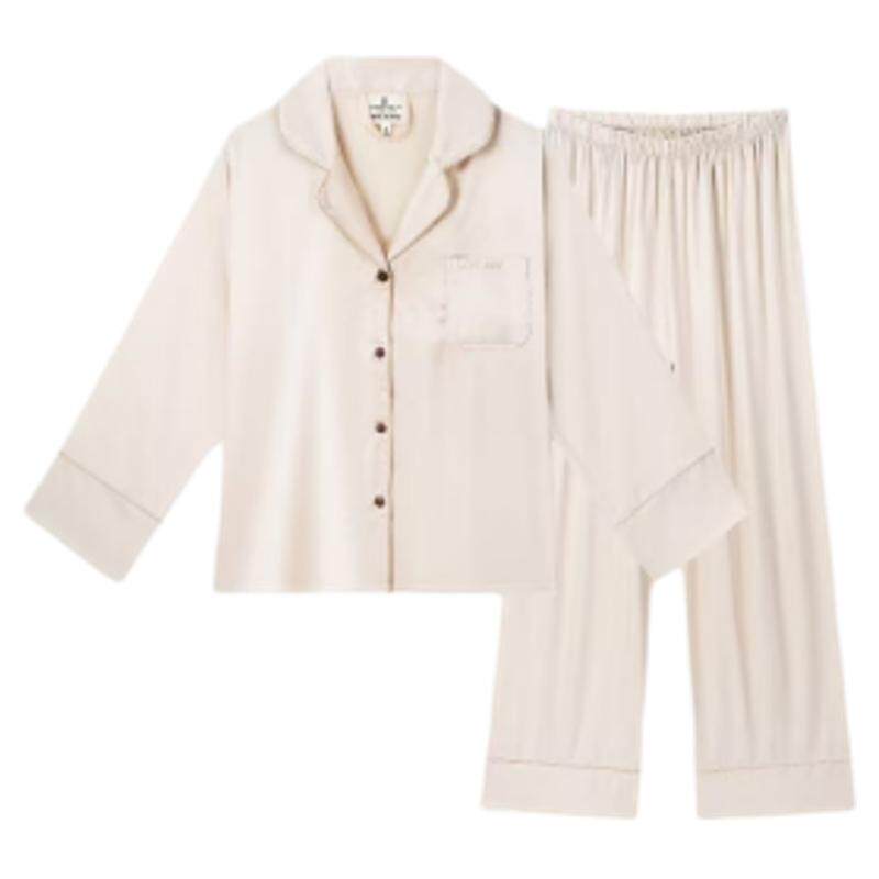 夏季真丝缎面女睡衣家居服套装