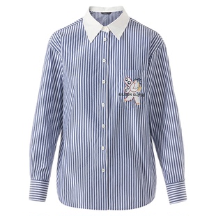 朗姿欧洲EiLEEN ELITEE学院风条纹衬衫高级感上衣2025年秋季新款